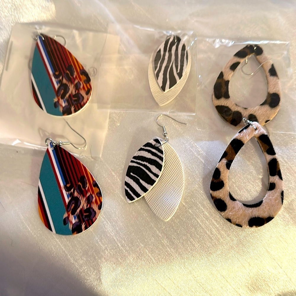 Set of 3 Animal Print laser cut out earrings